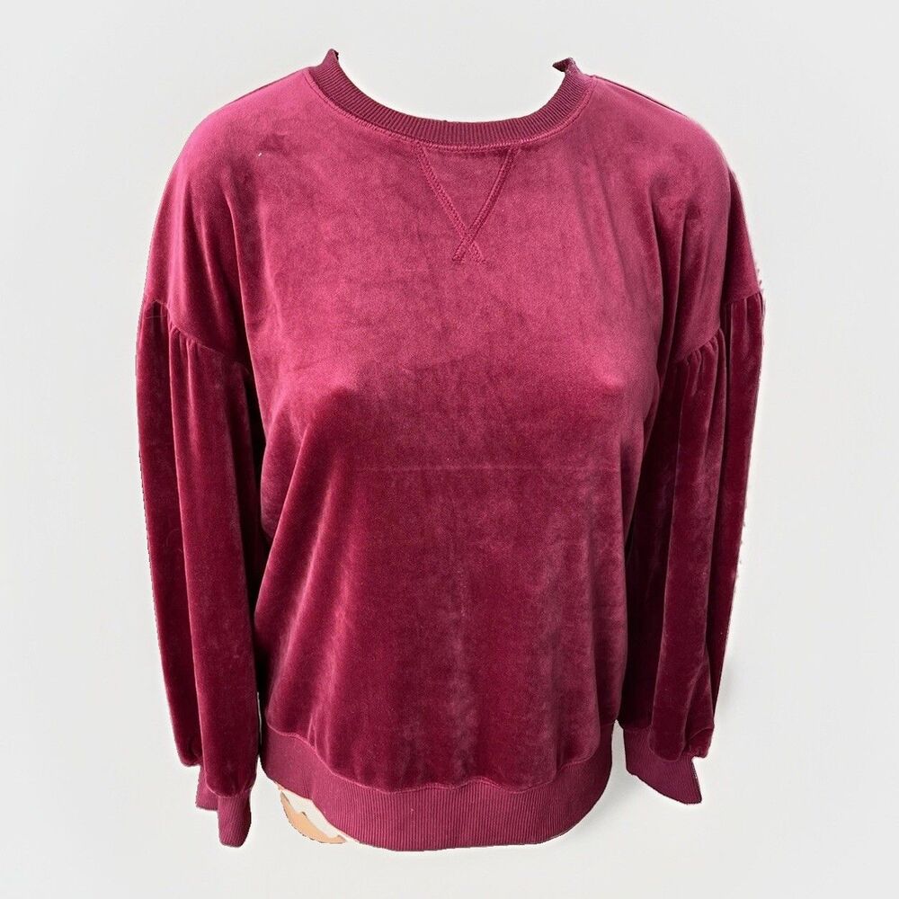 Gilligan & O’Malley Maroon Velvet Sweatshirt Size XS Cozy Soft